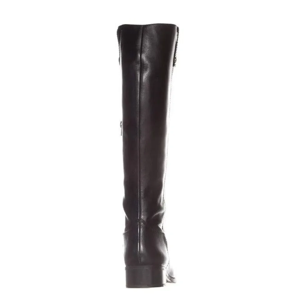 INC Womens 7.5 M WC Black Fawne Zip Up Knee High Riding Boots NIB QL1